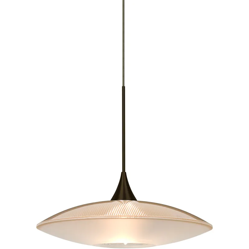 Spazio 1 Light Bronze Cord Pendant Ceiling Light in Incandescent, Frost Glass