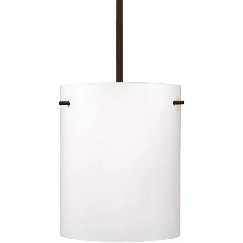 Tamburo 8 LED Bronze Stem Pendant Ceiling Light in Opal Matte Glass