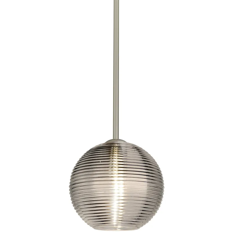 Kristall 8 1 Light Satin Nickel Stem Pendant Ceiling Light in Incandescent, Smoke Glass
