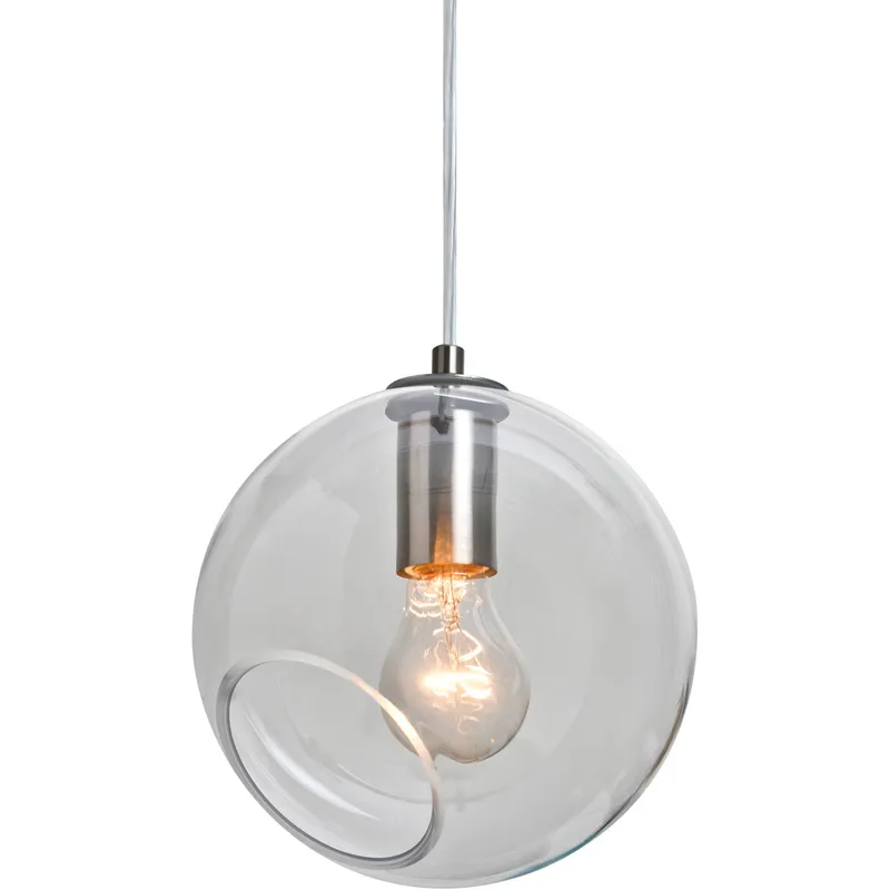 Maestro 1 Light Satin Nickel Pendant Ceiling Light in Clear Glass