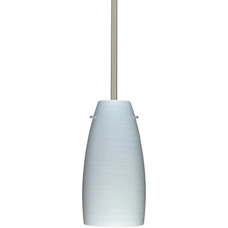 Tao 10 1 Light Satin Nickel Stem Pendant Ceiling Light in Incandescent, Chalk Glass