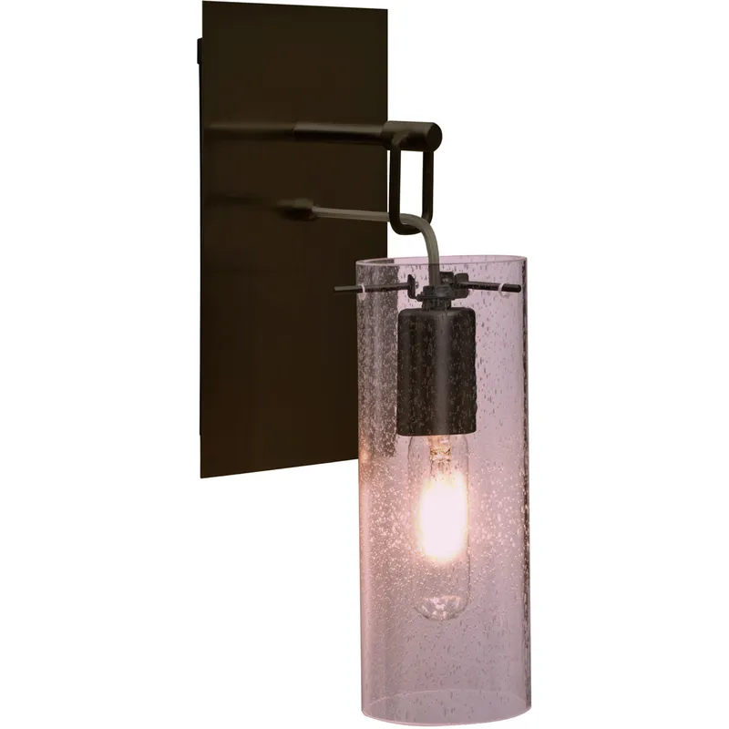 Juni 10 1 Light Bronze Wall Pendant Ceiling Light in Plum Bubble Glass