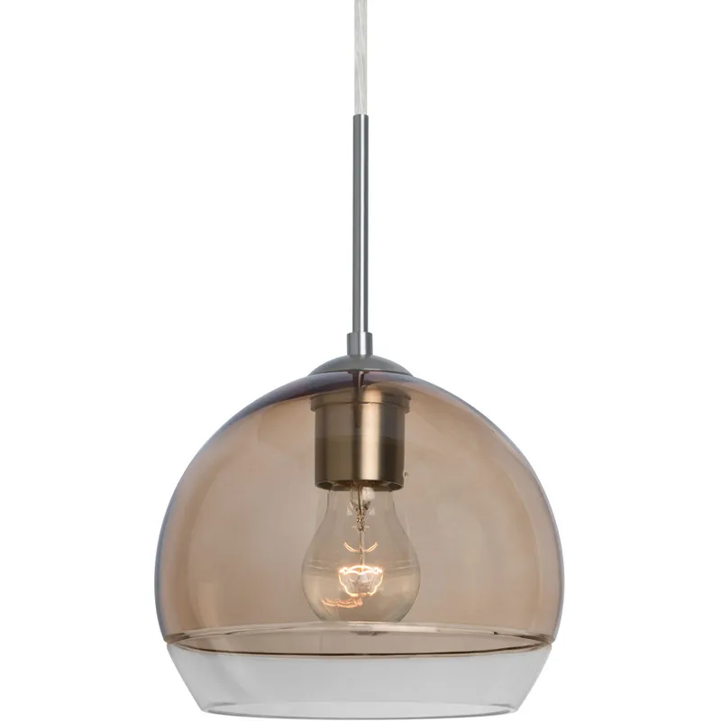 Ally 1 Light Satin Nickel Pendant Ceiling Light in Smoke with Clear Glass