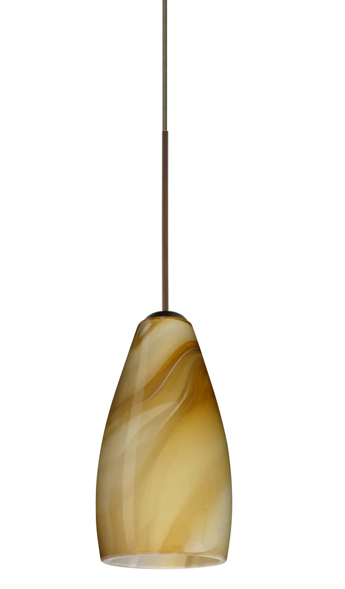 Karli LED Bronze Pendant Ceiling Light in Honey Glass