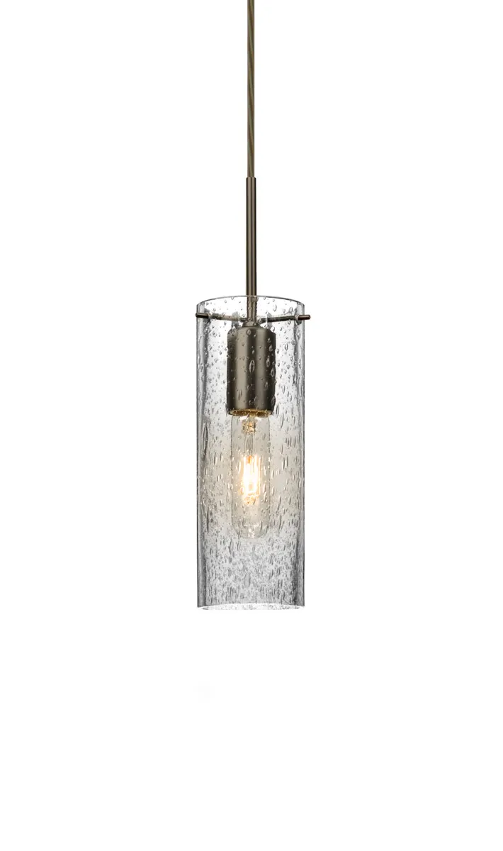 Juni 1 Light Bronze Pendant Ceiling Light in Clear Bubble Glass