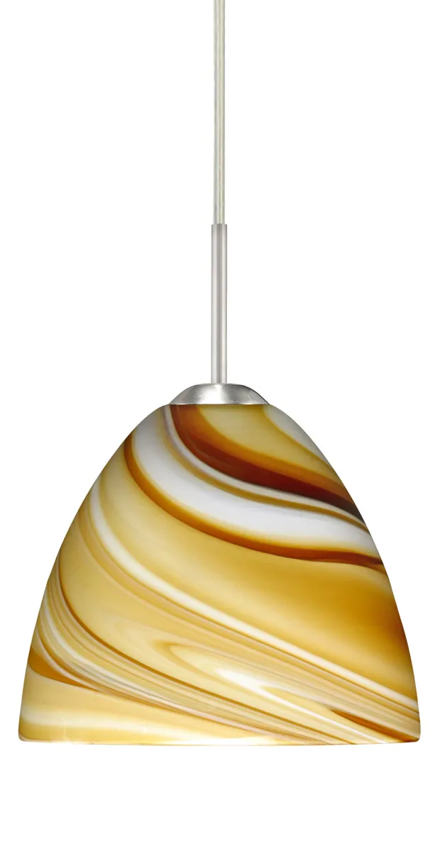 Sasha Ii LED Satin Nickel Pendant Ceiling Light in Honey Glass