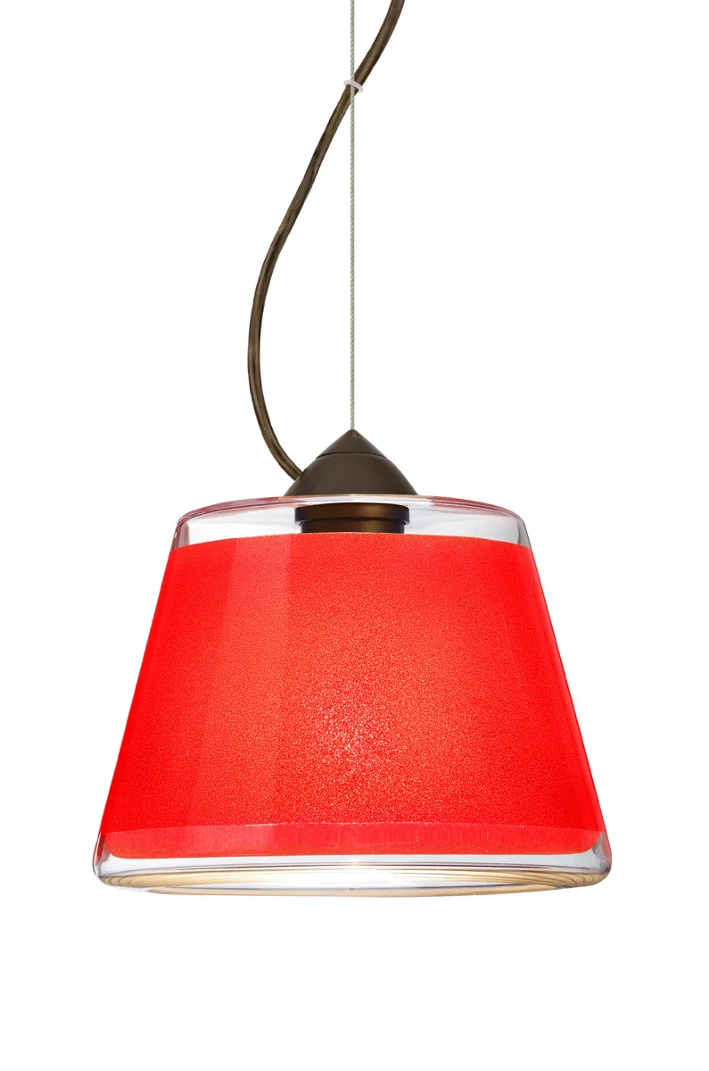 Pica 9 1 Light Bronze Pendant Ceiling Light in Incandescent, Red Sand Glass