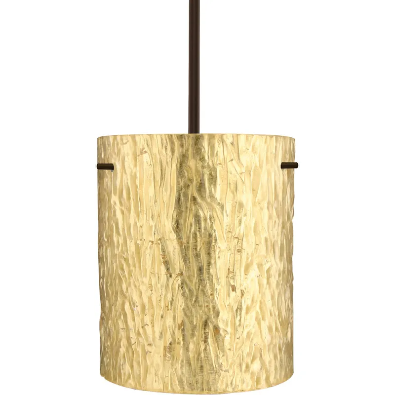 Tamburo 8 1 Light Bronze Stem Pendant Ceiling Light in Incandescent, Stone Gold Foil Glass