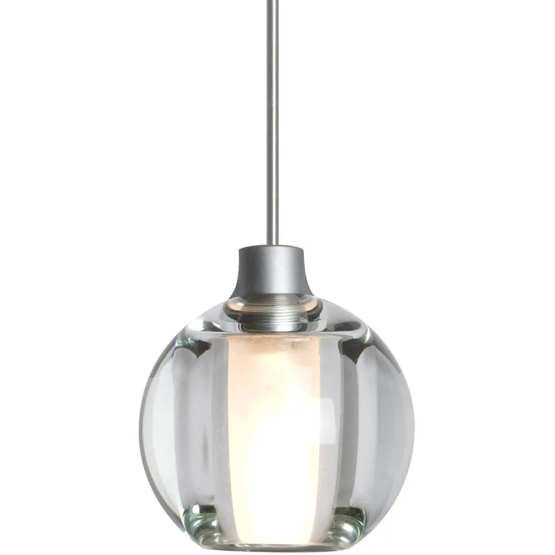 Boca 5 LED Satin Nickel Cord Pendant Ceiling Light in Clear Glass