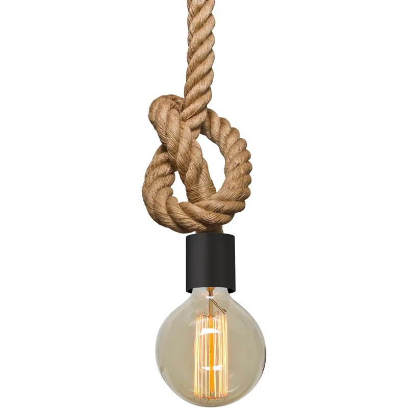 Solo 1 Light Black Rope Pendant Ceiling Light