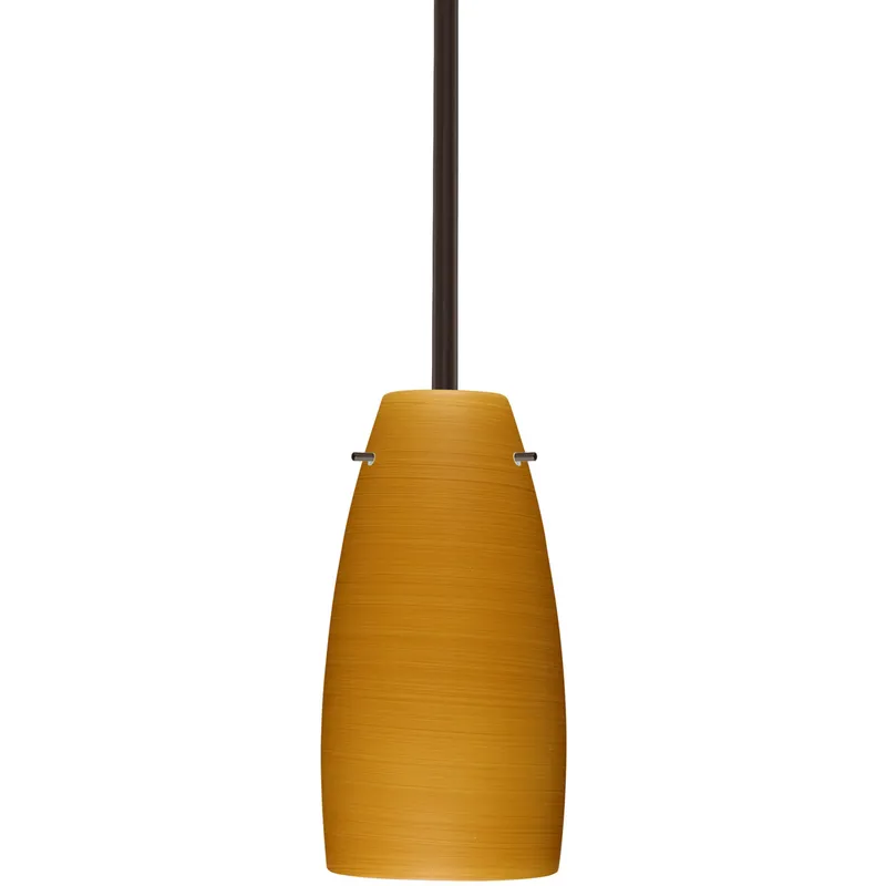 Tao 10 LED Bronze Stem Pendant Ceiling Light in Oak Glass