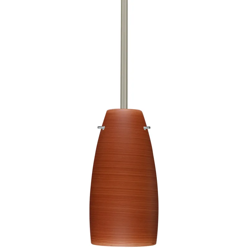 Tao 10 1 Light Satin Nickel Stem Pendant Ceiling Light in Incandescent, Cherry Glass