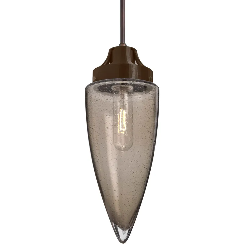 Sulu 1 Light Bronze Pendant Ceiling Light in Smoke Bubble Glass