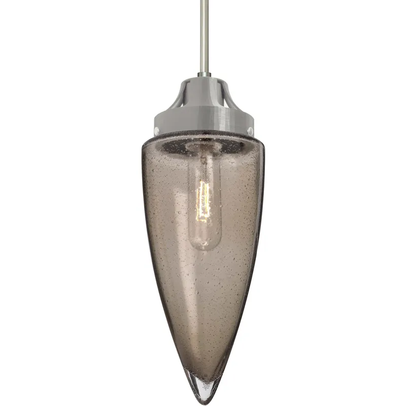 Sulu 1 Light Satin Nickel Pendant Ceiling Light in Smoke Bubble Glass