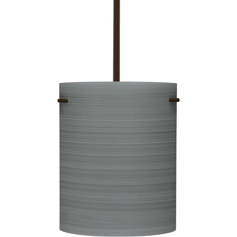 Tamburo 8 LED Bronze Stem Pendant Ceiling Light in Titan Glass
