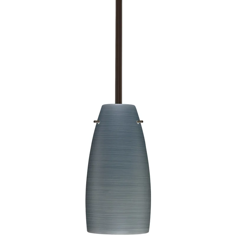 Tao 10 1 Light Bronze Stem Pendant Ceiling Light in Incandescent, Titan Glass