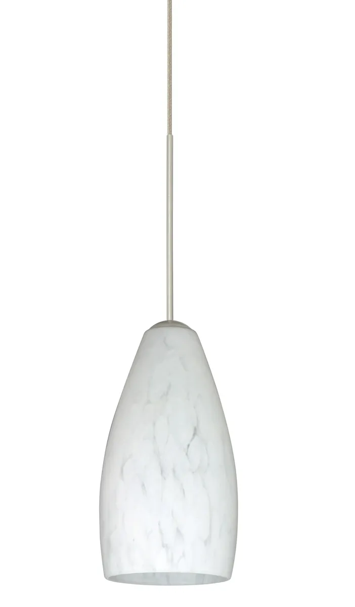 Karli LED Satin Nickel Pendant Ceiling Light in Carrera Glass