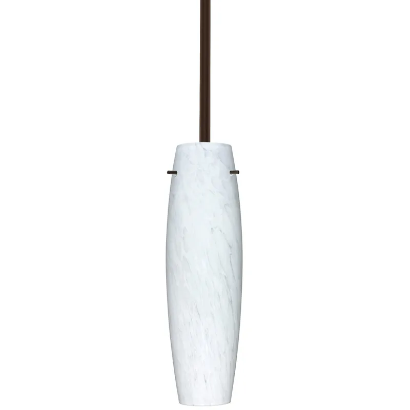 Tu Tu 1 Light Bronze Stem Pendant Ceiling Light in Carrera Glass