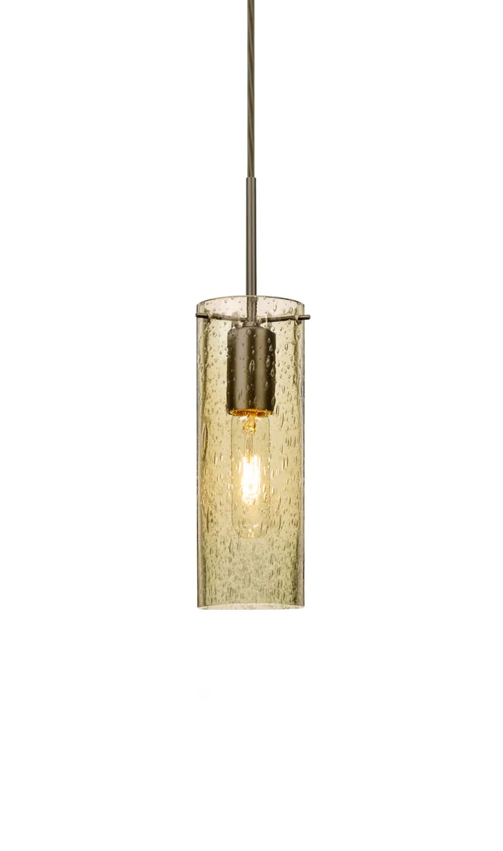 Juni 10 1 Light Bronze Pendant Ceiling Light in Gold Bubble Glass