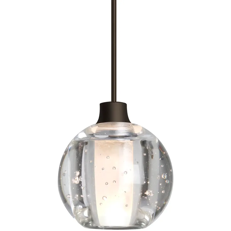 Boca 5 1 Light Bronze Cord Pendant Ceiling Light in Halogen, Clear Bubble Glass