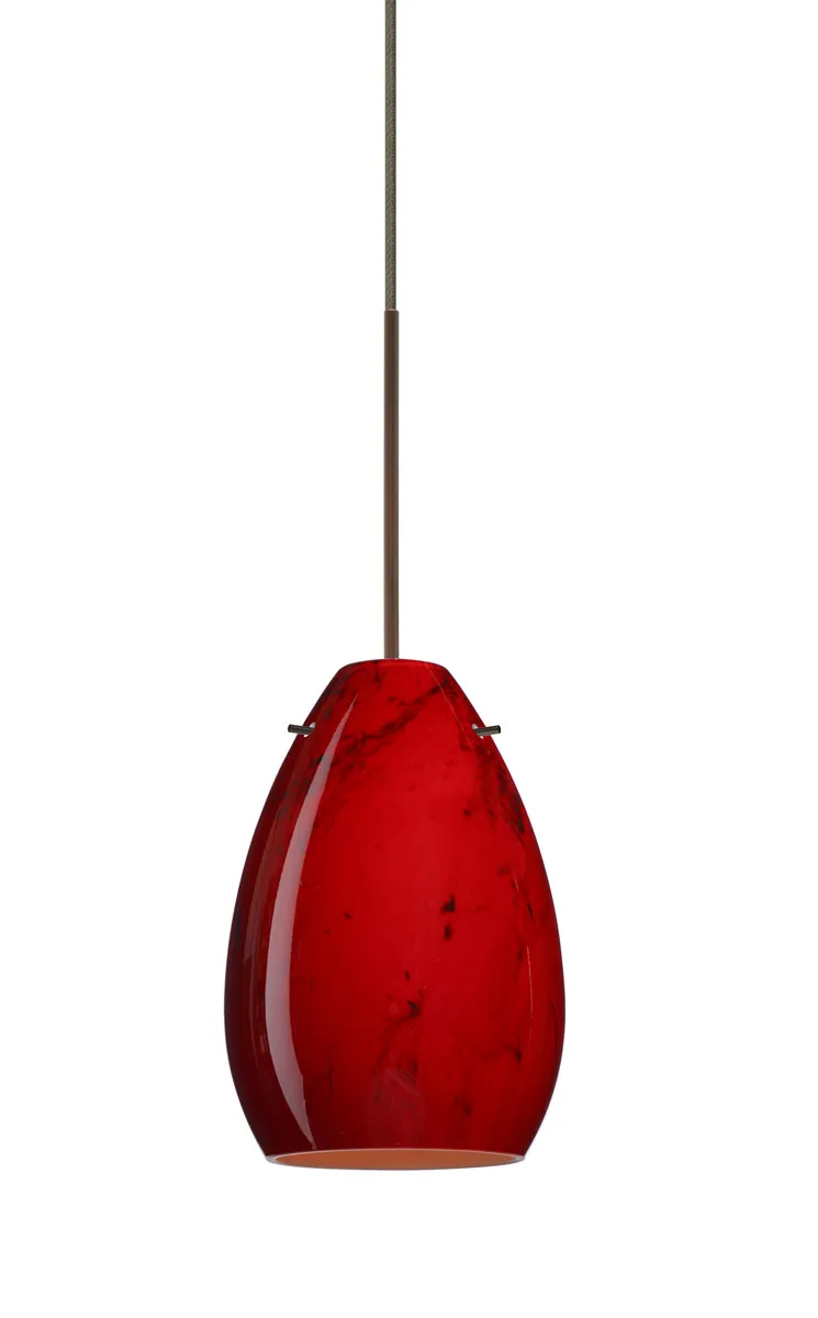 Pera 6 LED Bronze Pendant Ceiling Light in Magma Glass
