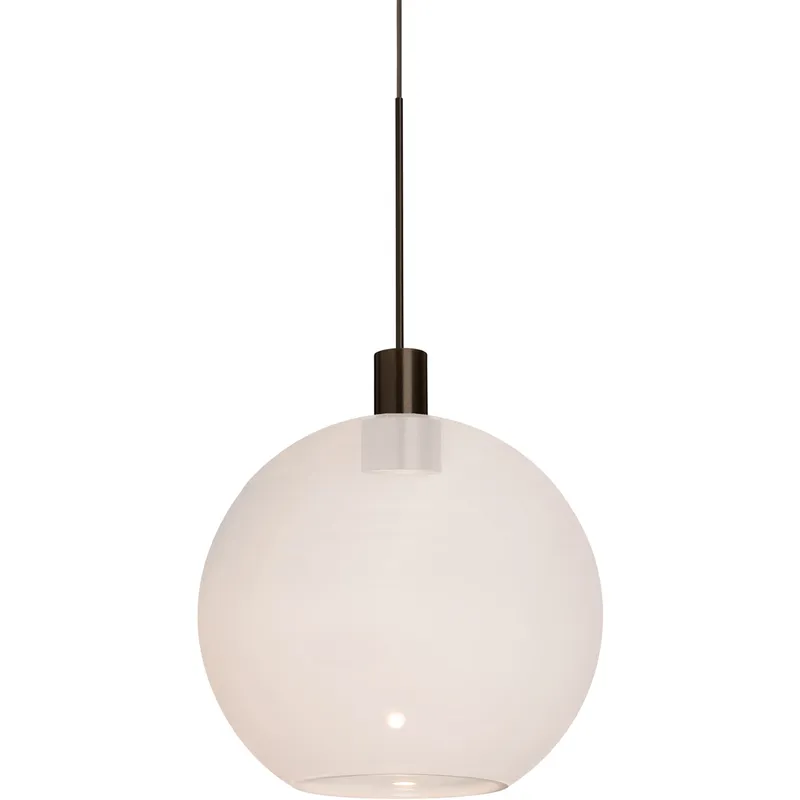 Newton 1 Light Bronze Pendant Ceiling Light in Milky White Glass