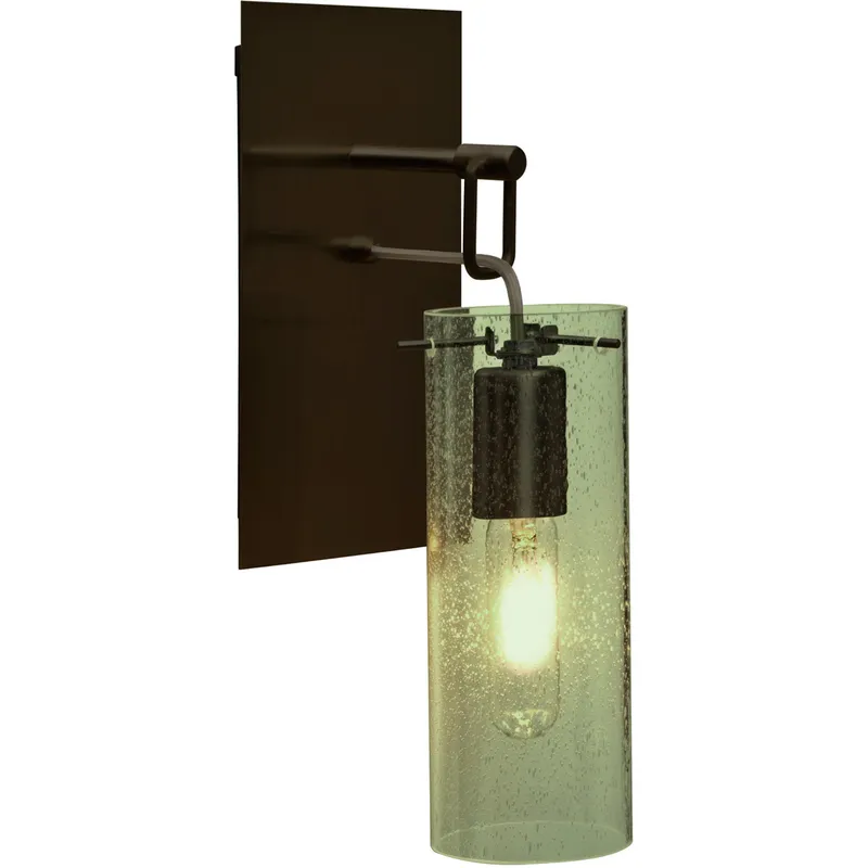 Juni 10 1 Light Bronze Wall Pendant Ceiling Light in Moss Bubble Glass