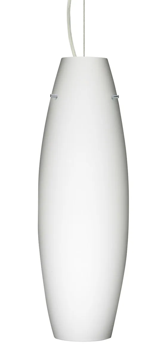 Tara LED Satin Nickel Pendant Ceiling Light in Opal Matte Glass