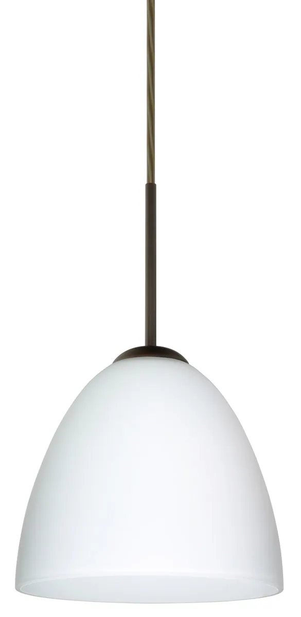 Vila 1 Light Bronze Pendant Ceiling Light in Incandescent, Opal Matte Glass
