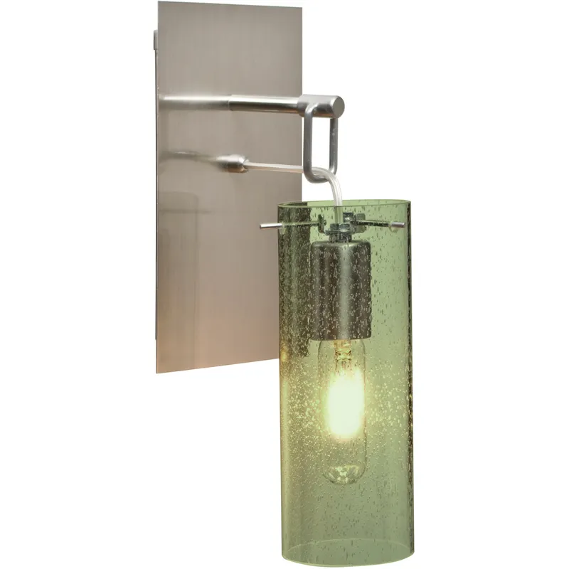 Juni 10 1 Light Satin Nickel Wall Pendant Ceiling Light in Moss Bubble Glass