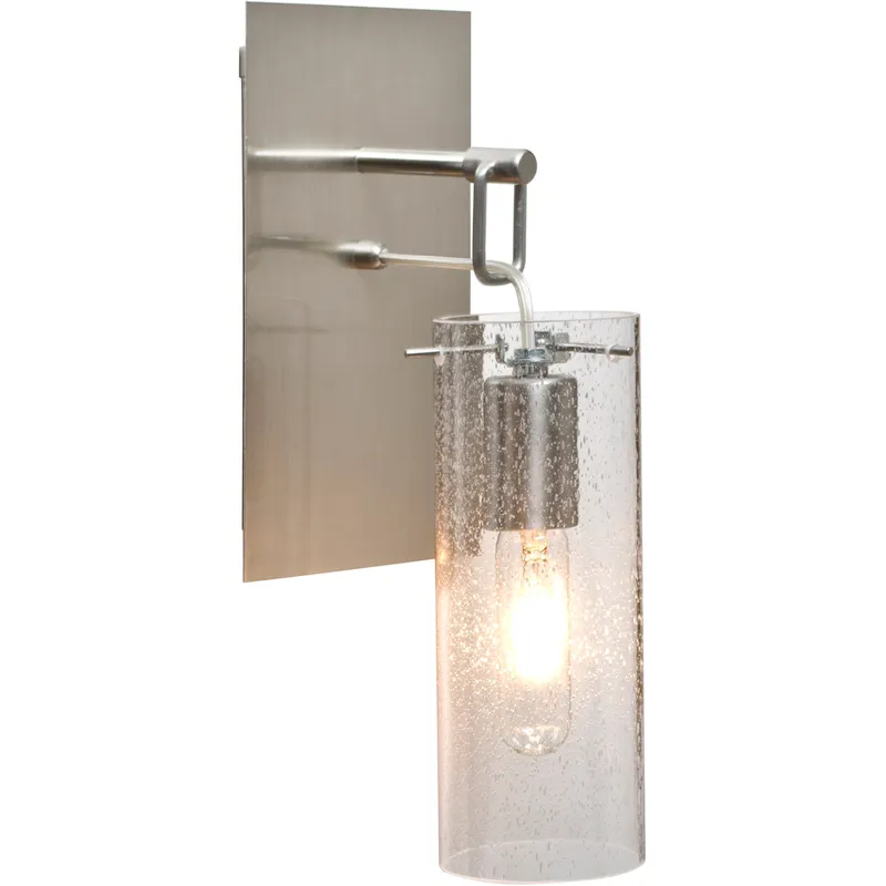 Juni 10 1 Light Satin Nickel Wall Pendant Ceiling Light in Clear Bubble Glass
