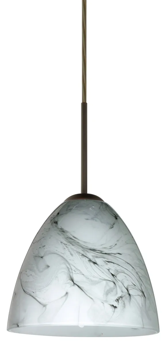 Vila LED Bronze Pendant Ceiling Light in Marble Grigio Glass