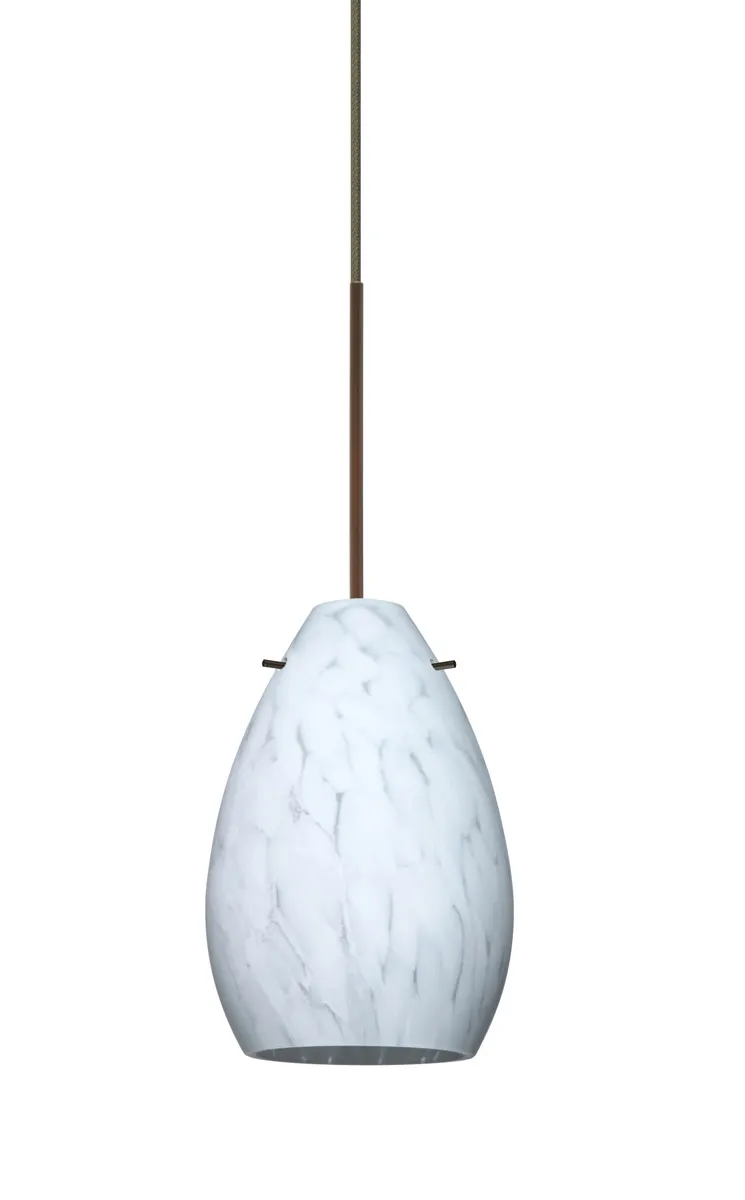 Pera 6 LED Bronze Pendant Ceiling Light in Carrera Glass