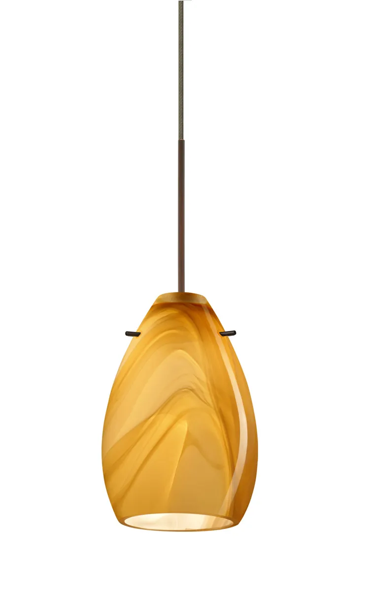 Pera 6 LED Bronze Pendant Ceiling Light in Honey Glass