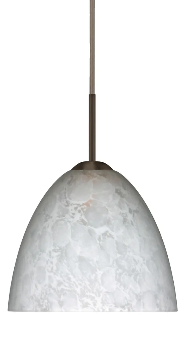 Sasha Ii 1 Light Bronze Pendant Ceiling Light in Incandescent, Carrera Glass