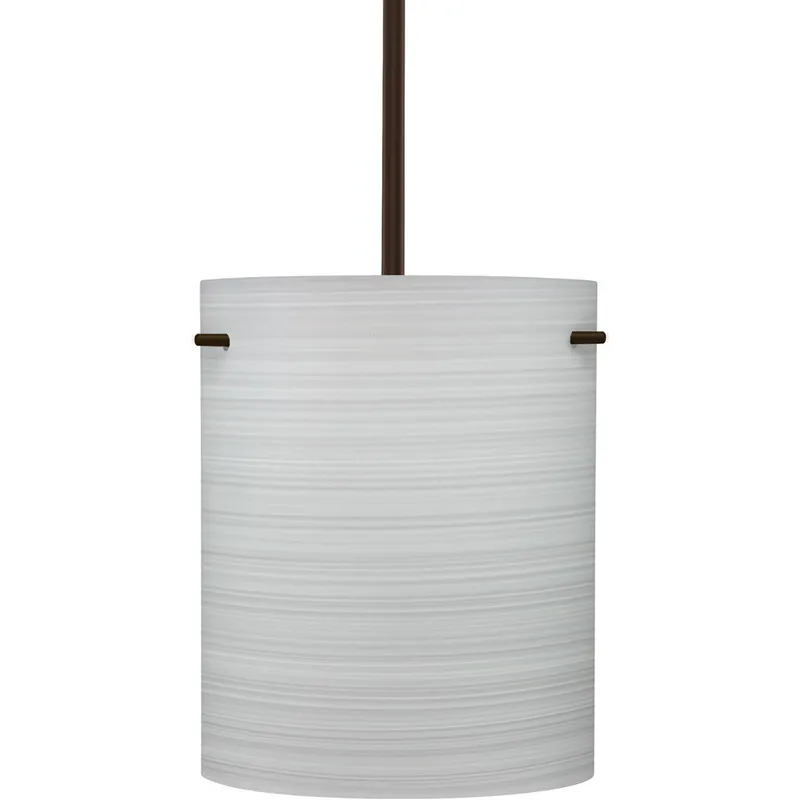 Tamburo 8 1 Light Bronze Stem Pendant Ceiling Light in Incandescent, Chalk Glass