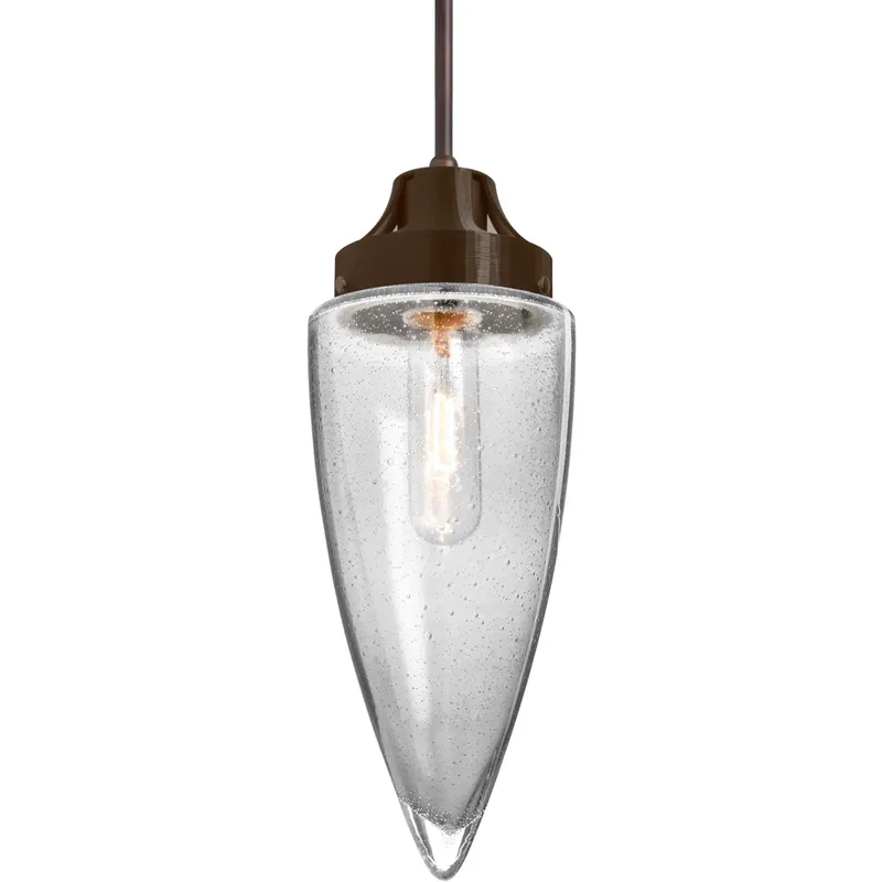 Sulu 1 Light Bronze Pendant Ceiling Light in Clear Bubble Glass