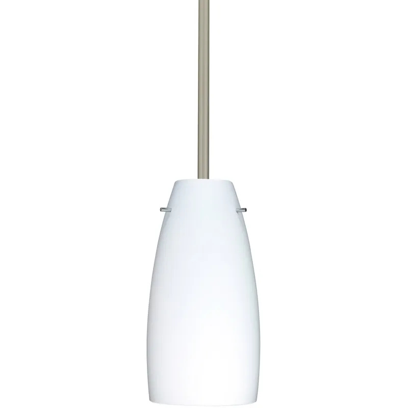 Tao 10 LED Satin Nickel Stem Pendant Ceiling Light in Opal Matte Glass
