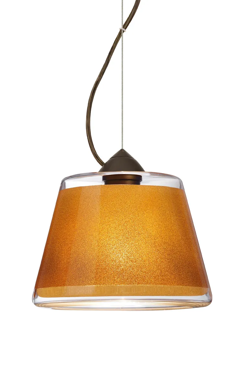 Pica 9 1 Light Bronze Pendant Ceiling Light in Incandescent, Gold Sand Glass
