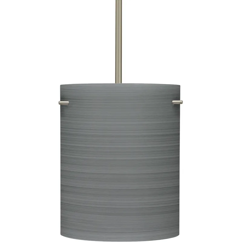 Tamburo 8 LED Satin Nickel Stem Pendant Ceiling Light in Titan Glass