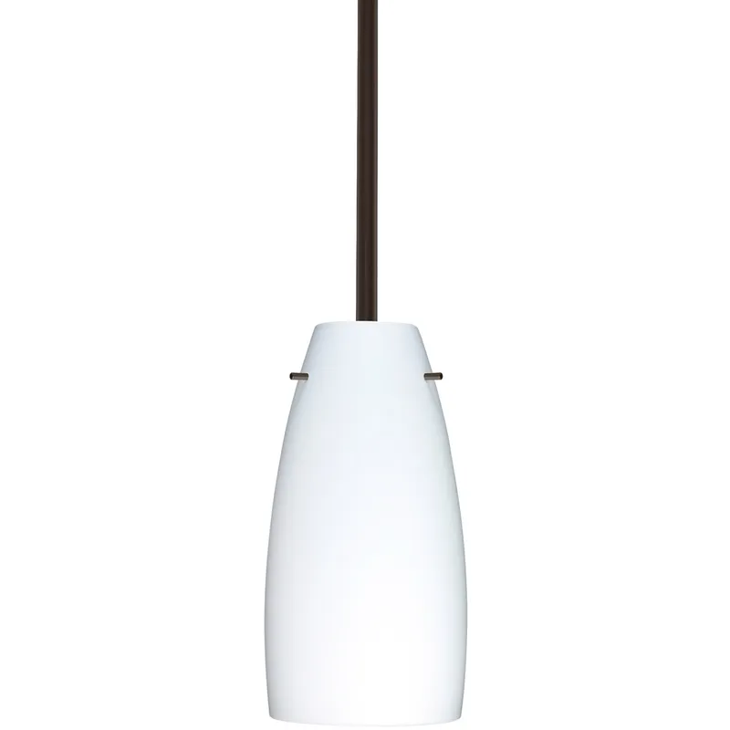 Tao 10 LED Bronze Stem Pendant Ceiling Light in Opal Matte Glass
