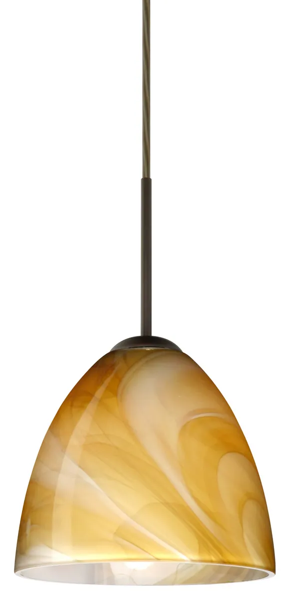 Vila LED Bronze Pendant Ceiling Light in Honey Glass