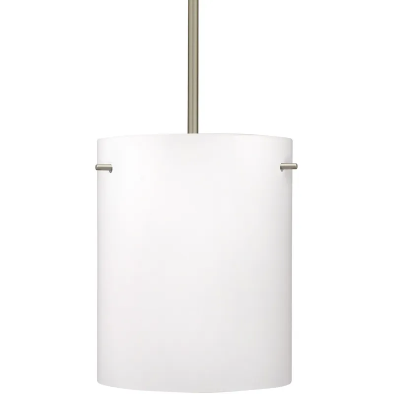 Tamburo 8 LED Satin Nickel Stem Pendant Ceiling Light in Opal Matte Glass