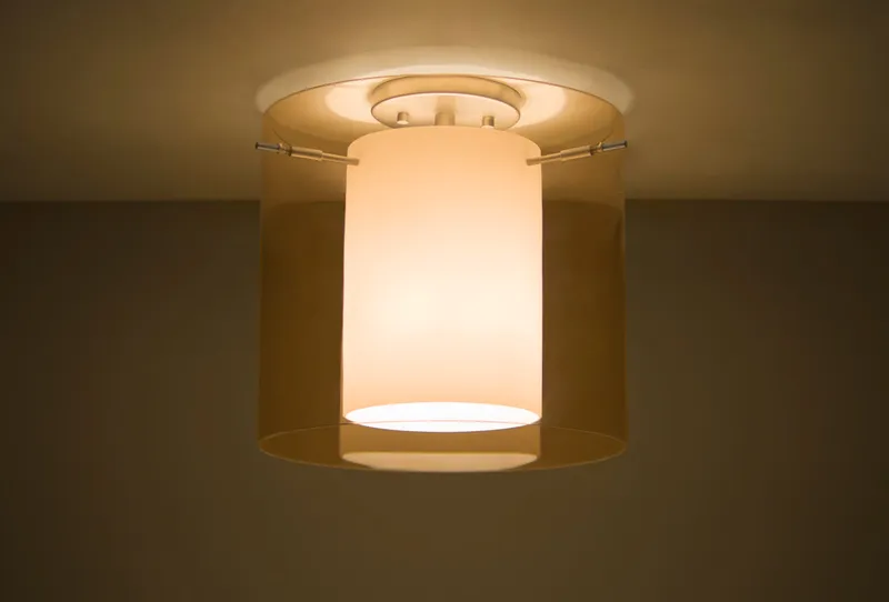 Pahu LED 12 inch Satin Nickel Semi-Flush Mount Ceiling Light in Transparent Armagnac/Opal Glass
