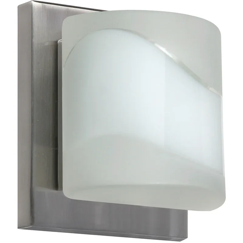 Paolo LED 5 inch Satin Nickel ADA Mini Sconce Wall Light in Opal Frost Glass