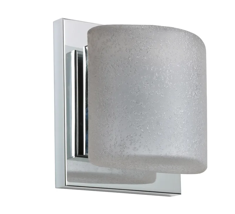 Paolo LED 5 inch Chrome ADA Mini Sconce Wall Light in Stucco Glass