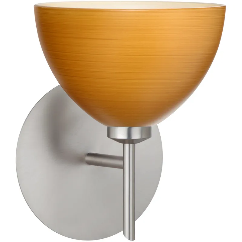 Brella 1 Light 6 inch Satin Nickel Mini Sconce Wall Light in Halogen, Oak Glass