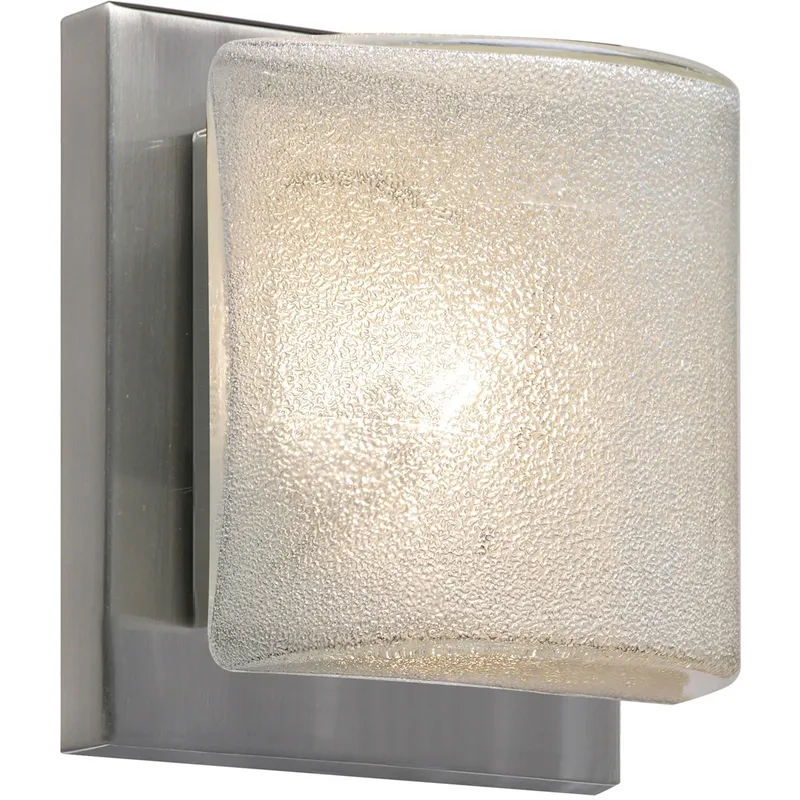 Paolo 1 Light 5 inch Satin Nickel ADA Mini Sconce Wall Light in Halogen, Glitter Glass