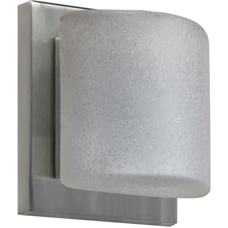 Paolo 1 Light 5 inch Satin Nickel ADA Mini Sconce Wall Light in Halogen, Stucco Glass