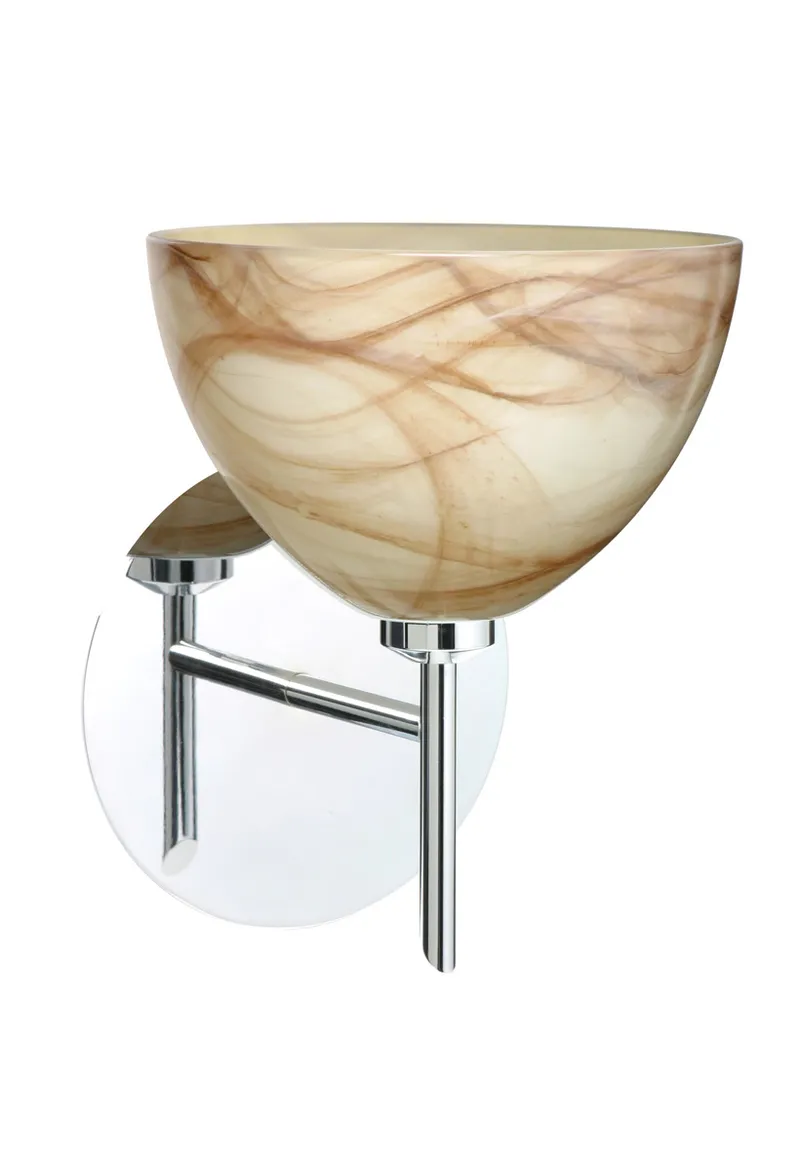 Brella 1 Light 6 inch Chrome Mini Sconce Wall Light in Halogen, Mocha Glass